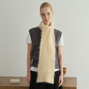 Dames Warme Alpacawol Mix Sjaal Winter Effen Kleur Pluizige Gebreide Sjaal Zachte Lange Pluche Sjaal Wrap Outdoor Koud Weer Modeaccessoire