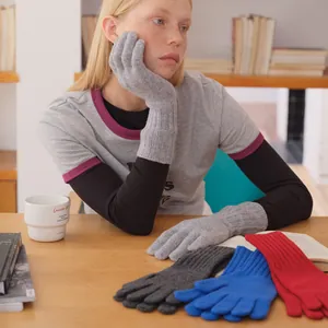 Women's 100% wool knitted winter gloves with touchscreen fingertips in multiple colors