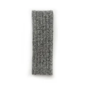 Gray wool blend knitted fingerless gloves with soft ribbed texture for winter warmth