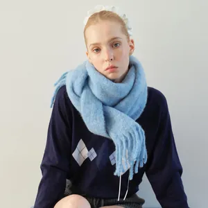 Damen Alpakawolle Mischung Winter Schal Weich Warm Einfarbig Quaste Fransen Schal Mode Elegant Minimalistisch Langer Wickel Für Damen Geschenk