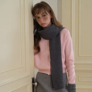 Écharpe en Pure Laine Hiver Chaude Écharpe Tricotée Couleur Unie Minimaliste Tour de Cou pour Hommes Femmes Accessoire d'Hiver Classique Écharpe