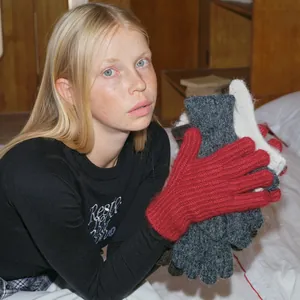 Damen Grobstrick Wollmischung Handschuhe Koreanischer Stil Flauschi Warm Winter Vollfinger Einfarbig Outdoor Fäustlinge