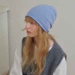 Berretto in 100% Lana Australiana per Donna Uomo Invernale Caldo Cappello Lavorato a Maglia Minimalista Tinta Unita