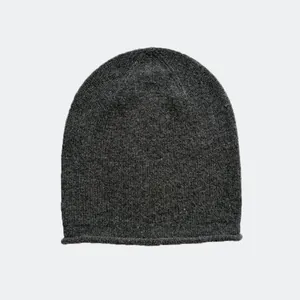Classic dark grey 100% Australian wool beanie with fine knit texture for autumn and winter