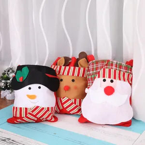 Christmas non-woven felt gift bags set featuring Santa, snowman, and reindeer characters