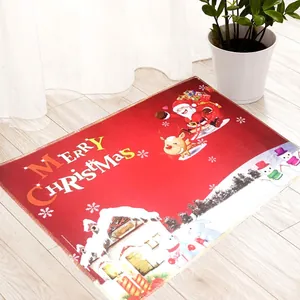 Christmas Santa Claus reindeer floor mat for home decor with non-slip absorbent backing