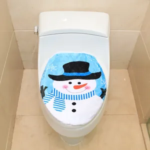 Christmas snowman toilet lid cover with blue scarf and hat for holiday bathroom decoration