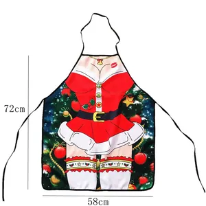 Detailed view of Christmas apron with 72x58cm size chart and sexy holiday print