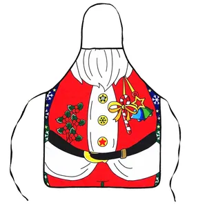 Festive Christmas Santa Claus costume apron with holiday patterns on a white background