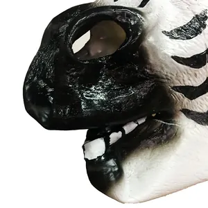 Realistic zebra latex animal mask with detailed black and white texture for Halloween