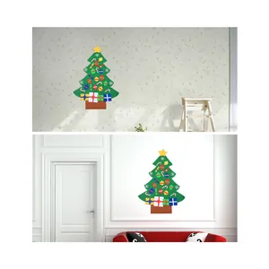 DIY felt Christmas tree for kids with colorful ornaments for festive wall decoration