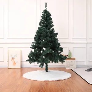 Artificial green Christmas tree with 122cm white plush skirt for festive home decoration