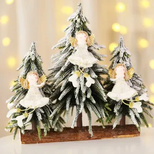 Kerstboom Engel Hangende Ornamenten Pluche Stof Glitter Vleugel Poppen Noordse Stijl Vakantie Feest Huisdecoratie