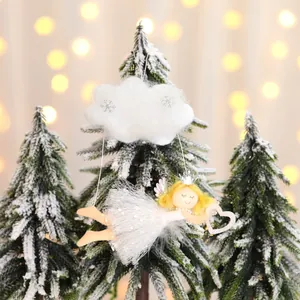 White fluffy cloud and angel doll hanging ornament for Christmas tree decor