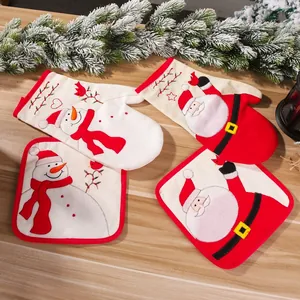Décoration de Noël Mitaines Manique Motif Père Noël Bonhomme de Neige Tissu Cuisine Décor Ornement Non Résistant à la Chaleur