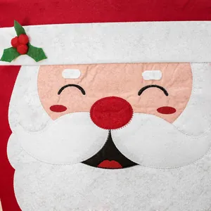Housse de chaise Père Noël brodée en feutre rouge pour décoration de table de Noël