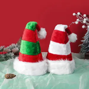 Gestreepte Pluche Kerstmuts Verdikt Rood Groen Wit Streep Elfenmuts Voor Kerstfeest Decor Kostuumaccessoire Voor Volwassenen Tieners
