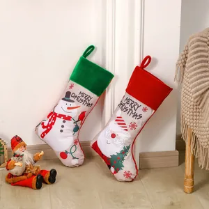Christmas stockings set with Santa and Snowman patterns for holiday home decoration