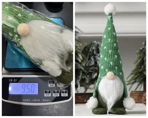 Detail showing Christmas forest gnome weight measurements of 95.0g on a digital scale
