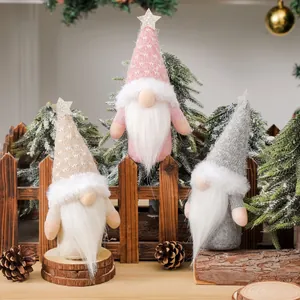 Christmas Gnome Plush Decoration Faceless Doll With Star Topper Knitted Nordic Tomte For Xmas Holiday Home Table Decor