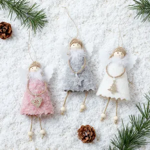 Christmas Angel Hanging Decoration Plush Fabric Angel Dolls For Christmas Tree Ornaments Home Holiday Party Decor Gifts
