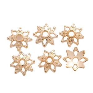Golden snowflake zinc alloy bead caps for DIY jewelry making handmade accessories