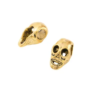 Retro gold bird and human skull alloy beads for DIY jewelry making and paracord crafts