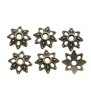 Retro bronze star-shaped zinc alloy bead caps for DIY jewelry making accessories set