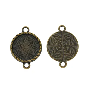 Pendentif connecteur rond 20mm en alliage de zinc bronze vintage avec texture gaufrée