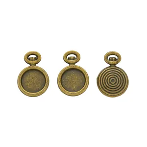 Lot de 3 pendentifs ronds vintage en bronze pour la création de bijoux DIY artisanat