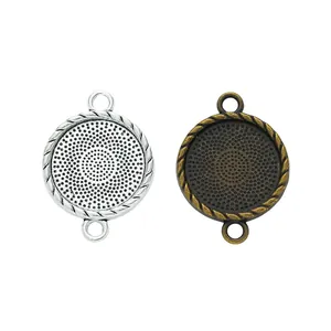 Pendentifs ronds de 20mm en alliage de zinc argent et bronze pour la création de bijoux