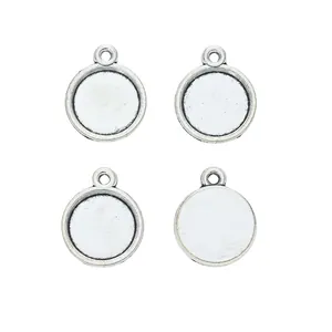 Set van 4 ronde 12mm hangerbakjes van zinklegering voor het maken van DIY-sieraden