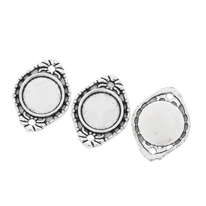 Drie vintage zinklegering hangers met 8mm ronde zetting voor DIY sieraden maken