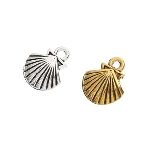 Pendentifs vintage en alliage de zinc en forme de coquillage doré et argenté pour bijoux