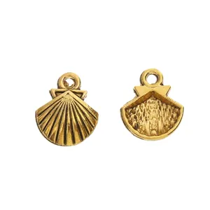 Pendentifs coquillages vintage en alliage de zinc pour création de bijoux DIY texturés
