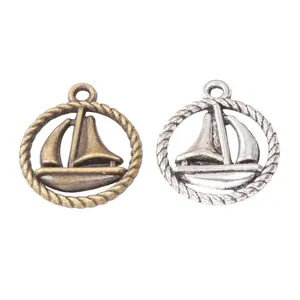Vintage zeilboot hanger van zinklegering voor DIY sieraden in brons en zilver