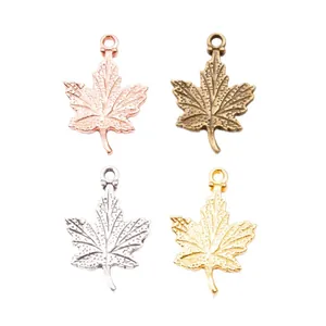 Vintage maple leaf alloy charms in four metallic finishes for DIY jewelry making and crafts