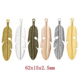 Breloques en Alliage Vintage Plume Feuille pour DIY Bijoux Boucles d'Oreilles Collier Bronze Antique Argent Or Métal Artisanat