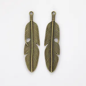 Pendentifs plumes en bronze vintage pour création de bijoux DIY et accessoires à main