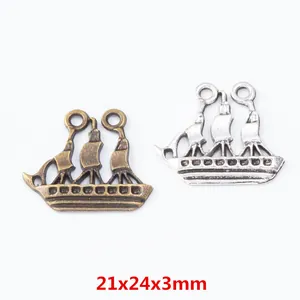 Vintage Legering Zeilboot Bedeltjes Voor Sieraden Maken DIY Antiek Brons Zilver Zeilschip Pendants Knutselaccessoires