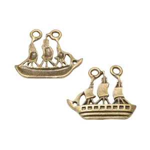 Vintage bronzen zeilboot hangers van zinklegering voor DIY sieraden maken
