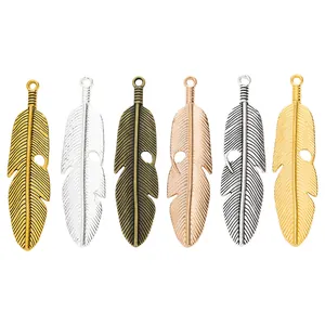 Pendentifs plumes rétro en alliage DIY en six couleurs pour colliers et boucles
