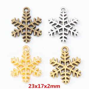 Vintage Alloy Snowflake Pendants Christmas Charms For Jewelry Making DIY Craft Antique Gold Silver Bronze Winter Decorations