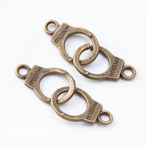 Antique bronze DIY handcuff connector charm with FREEDOM engraving for jewelry making
