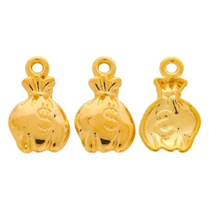 Tres colgantes de bolsa de dinero dorados con signo de dólar en aleación para joyería DIY
