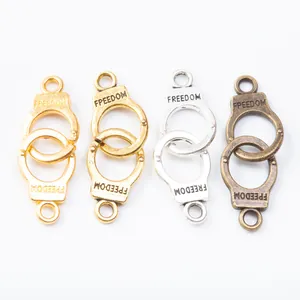 DIY handcuff charms with Freedom engraving in four colors for jewelry making