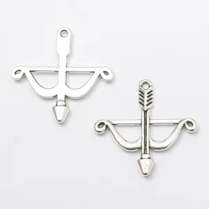Colgantes de arco y flecha de aleación de plata retro para hacer joyas de bricolaje