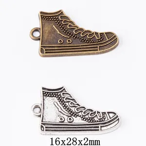 Pendentifs Chaussure Basket en Alliage de Zinc Vintage pour Fabrication de Bijoux DIY Charmes Forme Chaussure Toile Accessoires