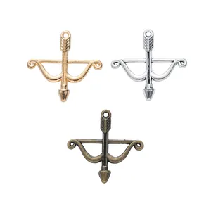 Colgantes de arco y flecha de aleación vintage en oro plata y bronce para hacer joyas