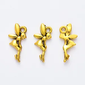 Three vintage gold fairy pendants in high-quality alloy for DIY jewelry making